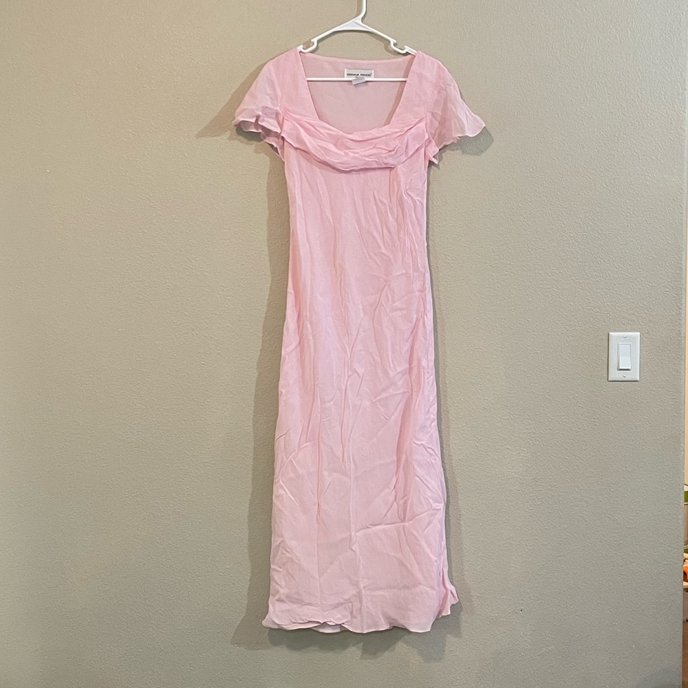 Donna Ricco Light Pink Maxi Dress with Flutter Sleeves
